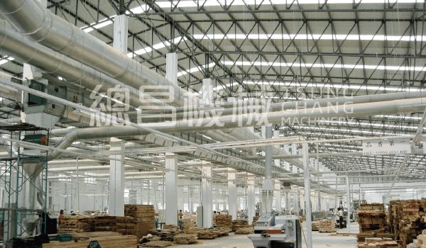 總昌導管輸送機安裝於木工廠內的中央集塵導管系統